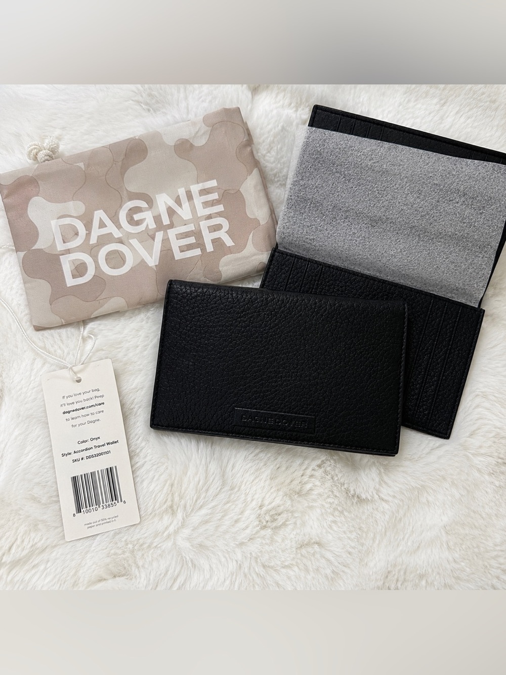 Dagne Dover Accordion Travel Wallet Genuine Leather Onyx NWT